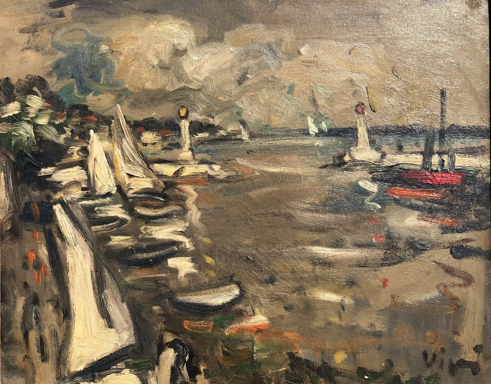 Le Port de Honfleur  tableau Alfred Vigny